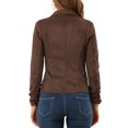 thumbnail image 3 of INSPIRE CHIC Women's Faux Suede Button up Casual Open Front Drawstring Long Sleeve Blazer M Brown, 3 of 7