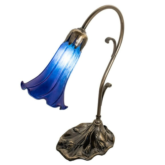 Meyda Lighting 15" High Blue Tiffany Pond Lily Accent Lamp