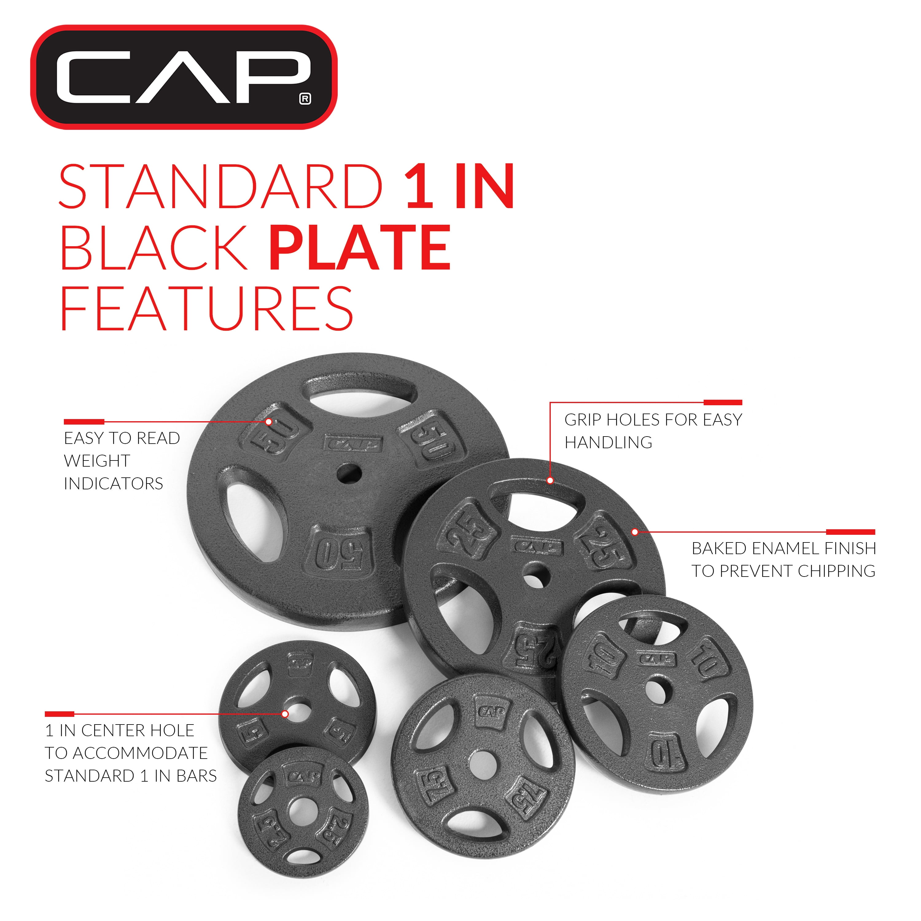 CAP Barbell Standard 25lb BLACK Plate Pack B (x2)