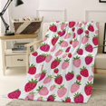 thumbnail image 2 of Red Pink Strawberry Flannel Blanket for Bed, Lovely Summer Spring Fruit Soft Cozy Warm Couch Throw Blanket, Lightweight Fluffy Plush Bedding Blankets for Sofa Decor All Season 60"x80", 2 of 7