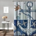 thumbnail image 2 of Orinice  Nautical Anchor Shower Curtain Boat Sea Ocean Adventure Theme Print Navy Blue Waterproof Fabric Bathroom Curtain Set 69x72, 2 of 7
