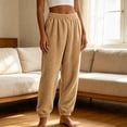 thumbnail image 2 of Timegard Winter Fuzzy Pajamas Pants for Women High Waist Elastic Bottom Sleepwear Casual Warm Comfy Trousers, 2 of 8