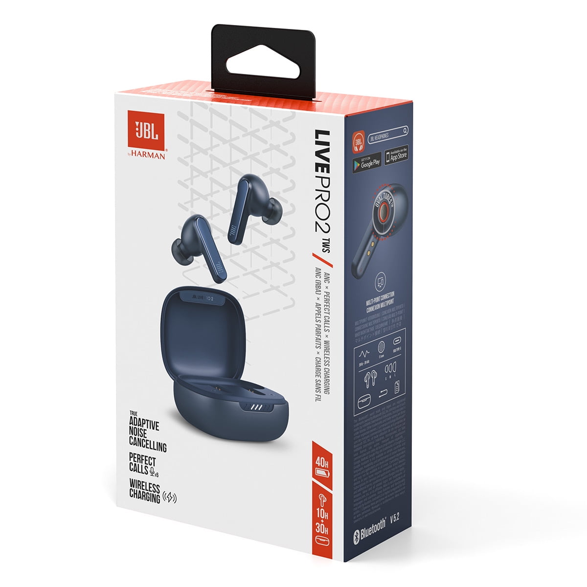 JBL Live Pro 2 Premium in Ear Wireless TWS Earbuds, ANC Earbuds, 40Hr  Playtime, Dual Connect, Customized Bass with Headphones App, 6 Mics for  Clear Calls, Wireless Charging, Alexa Built-in (Blue) 