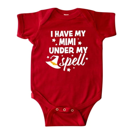 

Inktastic I Have My Mimi Under My Spell with Cute Witch Hat Gift Baby Boy or Baby Girl Bodysuit