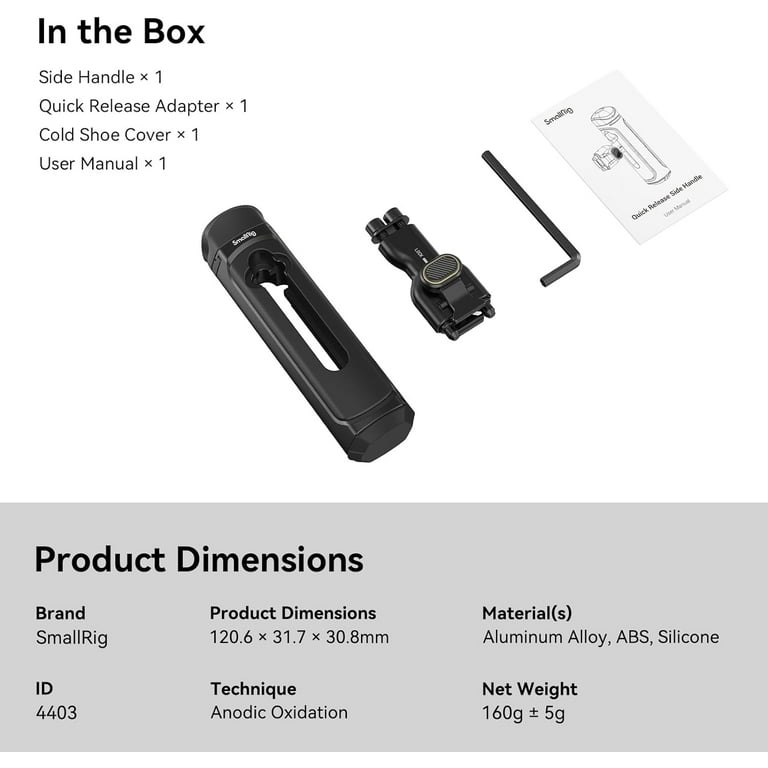 SmallRig Quick Release Side Handle for SMALLRIG Universal Quick Release Mobile Phone Cage 4299 and SMALLRIG Cage for iPhone 15 Series, Aluminum Phone SmallRig Quick Release Side Handle for SMALLRIG Universal Quick Release Mobile Phone Cage 4299 and SMALLRIG Cage for iPhone 15 Series, Aluminum Phone