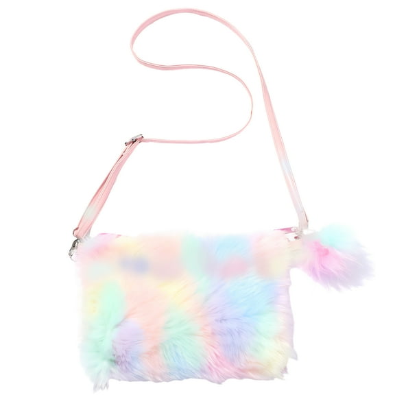 GASTROPOD Cross Body Bag for Girls,Rainbow Design Ladies Wallet,Soft Furry Feel Girls Purse,Color