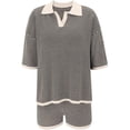 thumbnail image 3 of ZANKLEY Womens 2 Piece Knit Lounge Set Oversized V Neck 3/4 Sleeve Top and High Waisted Shorts, 3 of 13