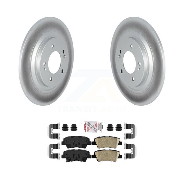 Transit Auto Rear Coated Disc Brake Rotors and Ceramic Pads Kit for Car 2017 Kia Cadenza Limited Technology with Electric Parking KGA-105418