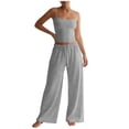 thumbnail image 2 of VBVC Women's 2 Piece Drawstring Outfit Set,Ladies Spaghetti Strap Cami Top and Pants,Breathable Loungewear for Women,Gray,XS-XL, 2 of 10