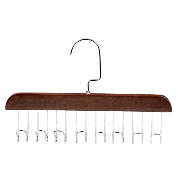 Leeye Wooden Coat Hooks, 8-Hook Wall Mounted Rack for Closet Organizer, Multi-Function Hanger for Belts Ties Scarves Hats, Solid Wood