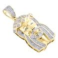 thumbnail image 5 of 10K Yellow Gold Real Diamond Jesus Face Piece 3D Pendant 1.7" Mens Charm 0.67 CT, 5 of 6