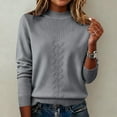 thumbnail image 2 of ManxiVoo Elegant Stand Collar Knit Sweater For Women Semi High Neck Lightweight Pullover Long Sleeve Soft Layering Staple XXXL Size Grey, 2 of 7