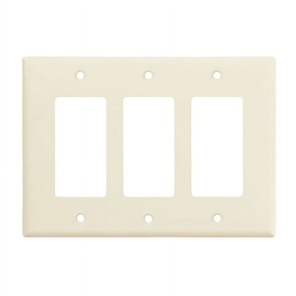 Cooper PJ263LA Light Almond Unbreakable Mid-Size Three Gang Decorator Wall Plate