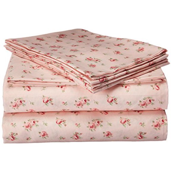 Amrapur Microfiber Sheet Set | Luxuriously Soft 100% Microfiber Rose Printed Bed Sheet Set with Deep Pocket Fitted Sheet, Flat Sheet and 2 Pillowcases , 4 Piece Set, Full