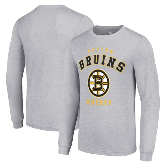 Men's Starter Heather Gray Boston Bruins Logo Long Sleeve T-Shirt