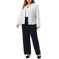 thumbnail image 2 of Agnes Orinda Women's Plus Size Tweed Blazer Plaid Collarless Open Front Long Sleeve Business Casual Jacket Suits with Button Decor 4X Beige, 2 of 6