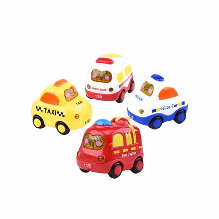 

4 Pcs Cartoon Baby Toy Car Sound and Light Music Inertia Small Toy Car(Mixed)