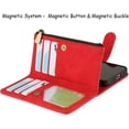 thumbnail image 4 of Wallet Case Compatible with iPhone 12 Mini,[6 Card Slots] [Wrist Strap] [Stand Feature] Detachable 2 in 1 Magnetic Zipper Leather Slim Cover Case for iPhone 12 Mini,5.4 inch Red, 4 of 16