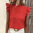 thumbnail image 5 of Scyoekwg Casual Tank Tops for Women Crew Neck Ruffle Sleeved Tank Tops Sleeveless Tops Summer Loose Sling Shirts Ladies Tops Polka Dots Printed Graphic Tee Casual Blouses (Red,L), 5 of 7