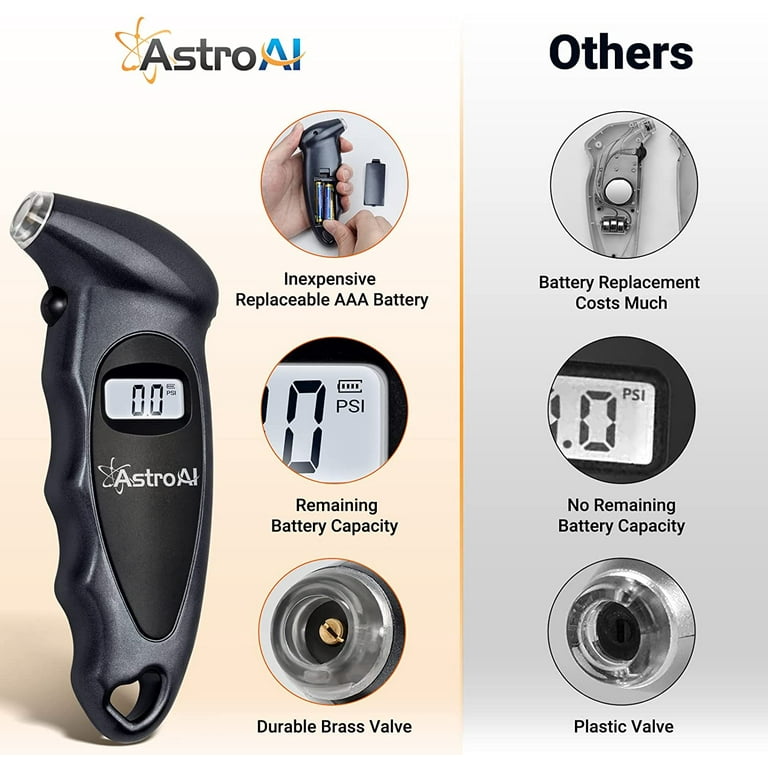 AstroAI Digital Tire Pressure Gauge 150 PSI 4 Settings for Car Truck  Bicycle with Backlit LCD