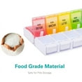 thumbnail image 3 of AM PM Weekly 7 Day Pill Organizer, Large Daily Pill Cases Pill Box with Easy Push Button Design for Pills/Vitamin/Fish Oil/Supplements (Rainbow), 3 of 9