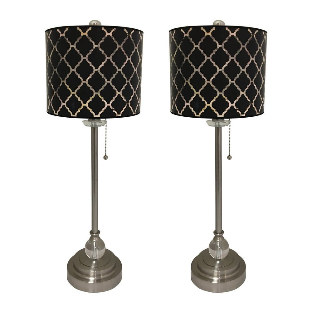 Royal Designs 28" Crystal and Brushed Nickel Buffet Lamp with Black