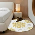thumbnail image 3 of Christmas Round Rug 3ft Washable Circle Entryway Rugs Non Slip Winter Xmas Yellow Snowflakes Textured Area Rug Indoor Floor Carpet for Bedroom Kitchen Living Room Home Office Dining Room Nursery, 3 of 8