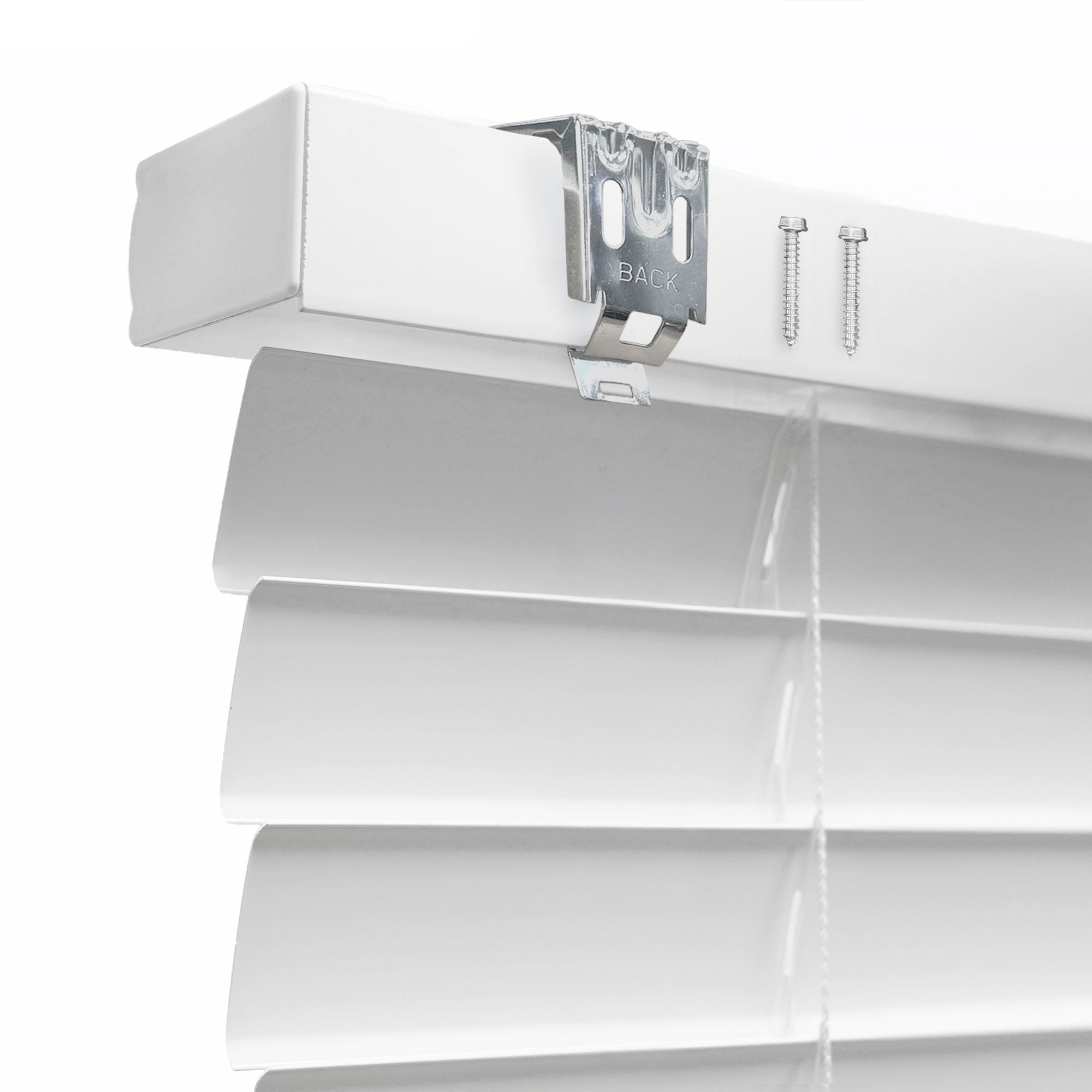 Regal Estate Faux Wood Blinds, Cordless 2" Horizontal Window Blinds, Room Darkening, White, 45"W x 60"H