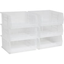 Akro-Mils Stackable Storage Bins, AkroBins Stacking Organizer, 11"x11"x5", Clear, 6-Pack