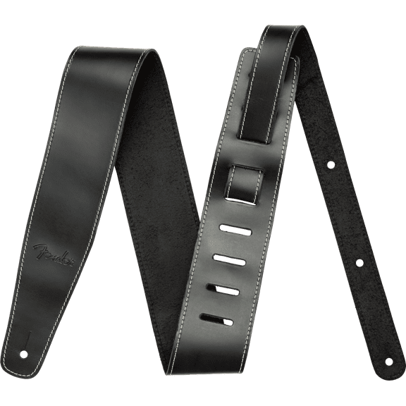 Fender Broken in Leather Black Guitar Strap 2.5 Inches Wide #0990641006