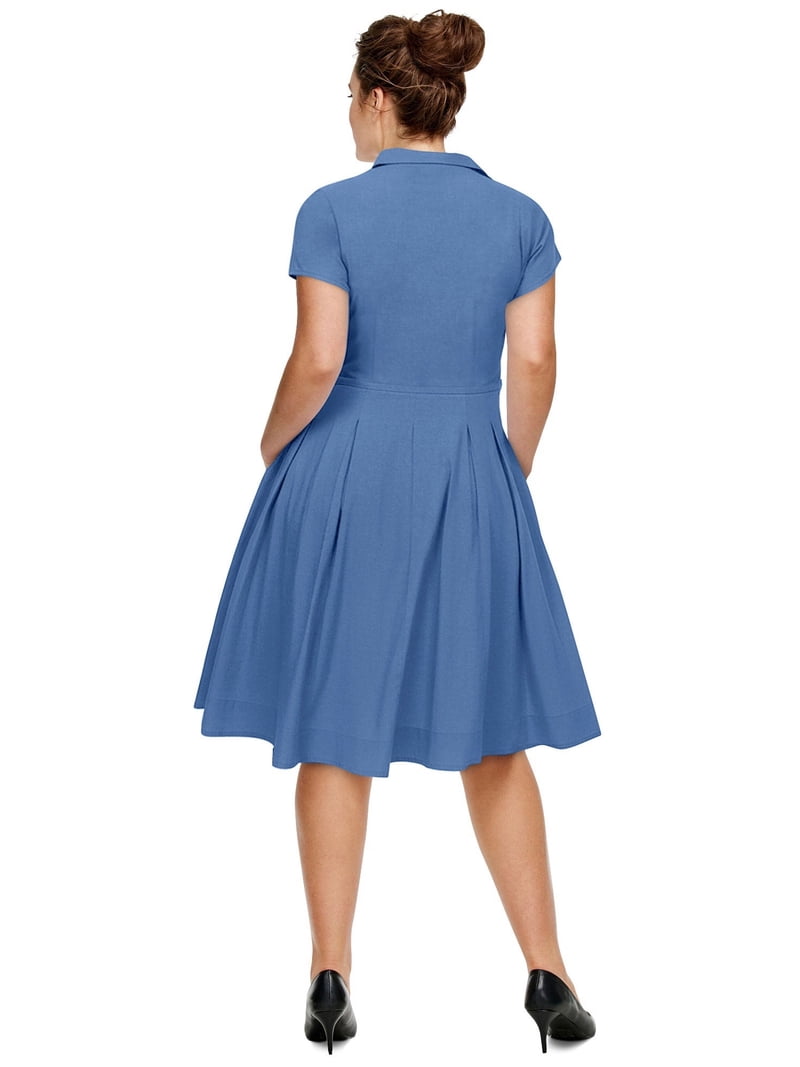 blue shirtwaist dress SUSAN 1950s Dress | Vintage Dress | Audrey Hepburn Swing Dress