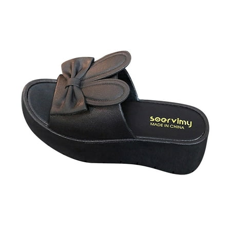 

Honeeladyy Clearance under 5$ Summer Women Thick Bottom Slope Heel Shoes Beach Sandals Rabbit Casual Slippers