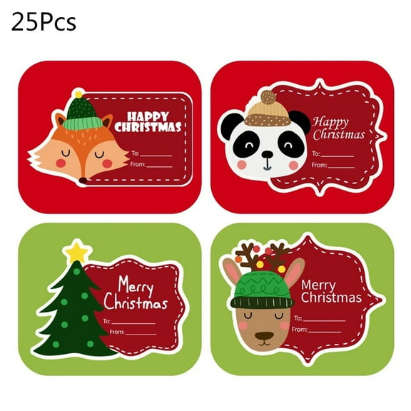 CIYISON 100pcs Merry Christmas Stickers Writable Name Tags Xmas Sticker Write On Labels Holiday Present DIY Gift Box Baking Card Decoration