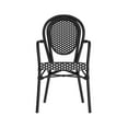 thumbnail image 6 of Emma + Oliver Set of Four Indoor/Outdoor Stacking Thonet Bistro Style Chairs with Arms, Black & White PE Rattan Seat and Black Finished Metal Frame, 6 of 14