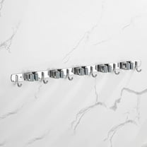 Wall Mounted Mop Holder with 6 Hooks & 5 Clips | Heavy Duty Garage Organizer | 30LB Capacity for Brooms, Rakes, Shovels | Rustproof Kitchen & Bathroom Storage Solution | Stainless Steel