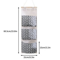 Multifunctional Hanging Storage Bag with 3 Pockets | Cotton Linen Fabric Organizer for Door or Wall | 60.5x21cm Size | Perfect for Dorm, Office, or Home Use