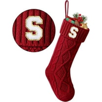 TETOU Christmas Stockings with Initials Letter 18" Stockings for Christmas Decoration - Red S