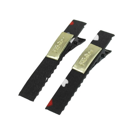 Fibre Metal - 2 Pcs Heart Pattern Fibre Coated Metal Clip Black Hairclip for Girl