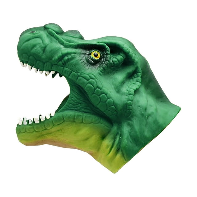 Dinosaur Hand Puppet Props, Soft Rubber Animal Head with Movable Mouth, Children's Christmas Birthday Party Gift
