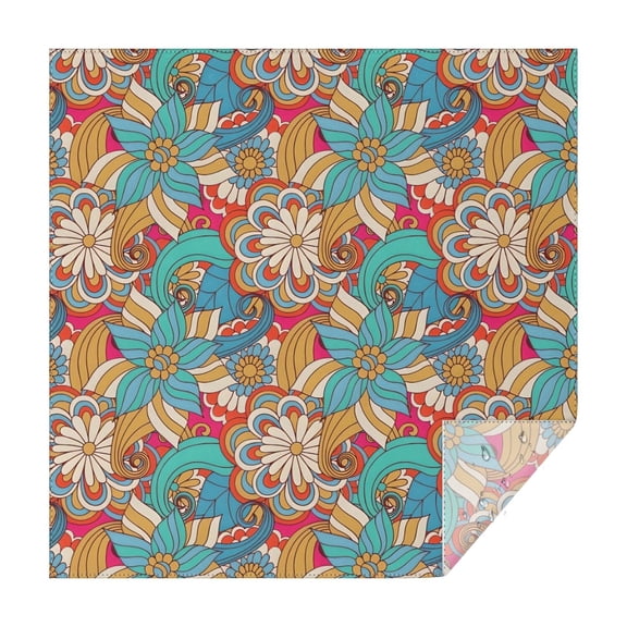 Multicolor Ethnic Floral Pattern Square Tablecloth,Waterproof Square Table Cover,Wipeable Spillproof Washable Table Cover for Home Kitchen Party Decor 42"X42"(107x107cm)