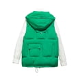 thumbnail image 3 of HOMBOM Green Puffer Vest for Women Short Waistcoat with Pockets Hooded Winter Sleeveless Overcoat Full Zip Womens Heavyweight, 3 of 3