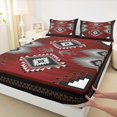 thumbnail image 3 of Homewish Vintage Western Aztec Full Size Sheets for Adult, Black Red Square Triangle Bed Sheets, Mandala Style Sheet Sets, Super Cozy Room Decor, 4-Piece, 3 of 7