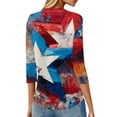 thumbnail image 4 of 4th of July Shirts Women 3/4 Sleeve T Shirts Loose American Flag Print Pullover USA 250th Anniversary Celebration Party Tops Independence Day Patriotic Round Neck 1776-2026 Blouses Deep Red XL, 4 of 4