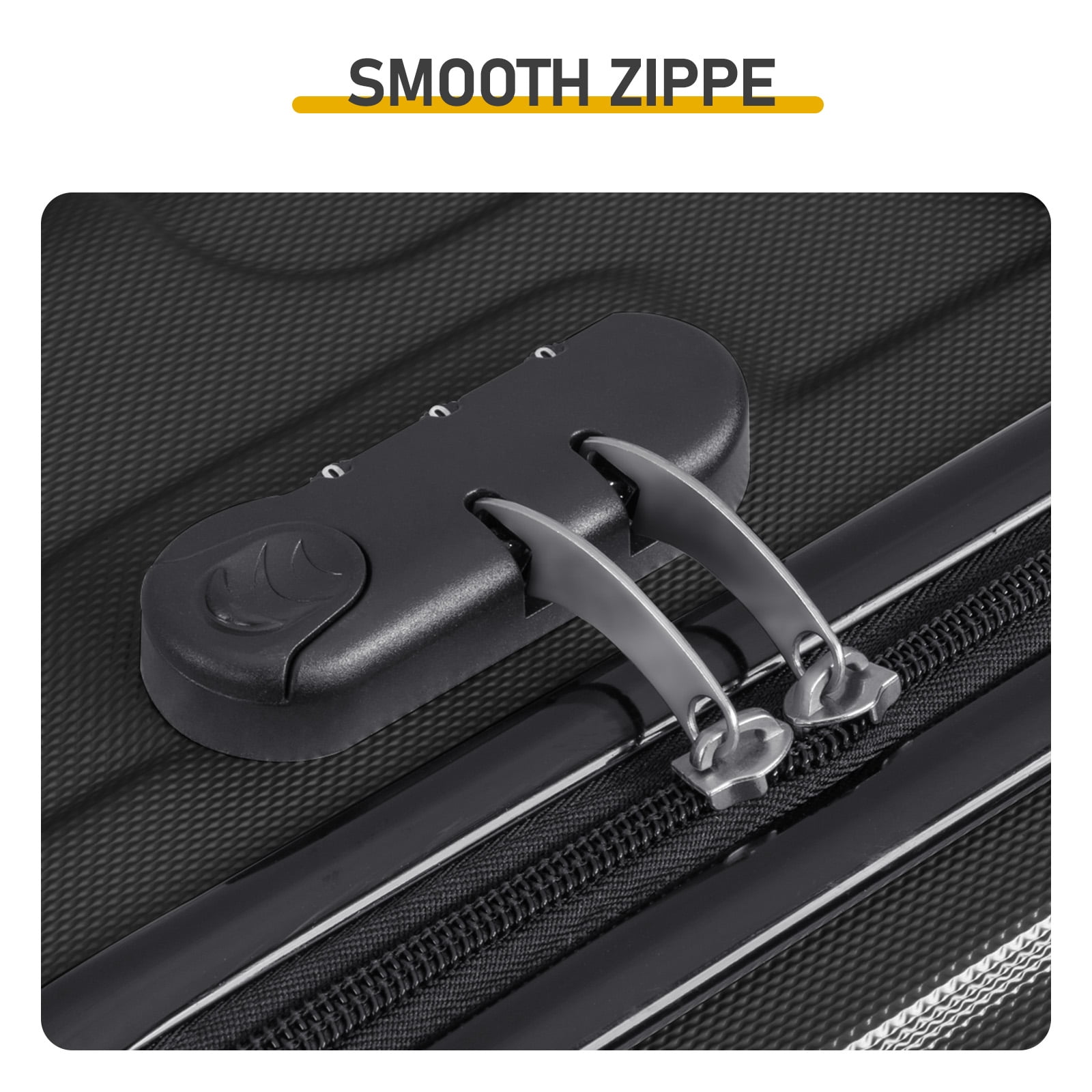 20in 24in 28in 3PCS Suitcase Set Vertical Striped Frosted Case ABS Trolley Case, Black