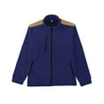 thumbnail image 5 of Men's Fleece Jacket with Contrast Panels, Full Zip, Warm and Comfortable for Outdoor Activities, Navy Blue, 5 of 5