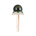 thumbnail image 3 of Angara Tahitian Cultured Pearl Floral Ring with Emeralds in 14K Rose Gold for Women | June Birthstone Jewelry for Her, 3 of 8