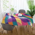 thumbnail image 3 of Yayeee Tablecloths 54" x 54" Rectangle Wrinkle Resistant Party Table Cover, Colorful Wavy Pattern, 3 of 8