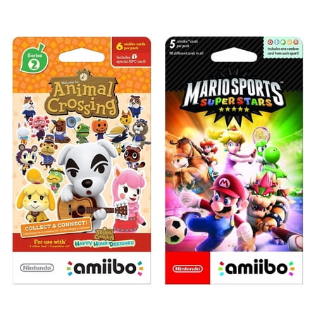 Nintendo Animal Crossing Cards Series 2 (Pack of 6 Cards) and Mario Sports Superstars amiibo (Pack of 5 Cards) - Bundle - Nintendo Switch ,3DS and Wii U