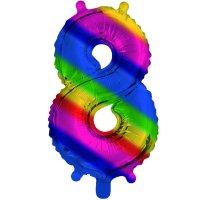 Rainbow Foil 8 Number Air Filled Balloon