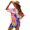 thumbnail image 2 of FKEKYI Art Flower Print Women's Summer Short Set 2 Piece Set Open Front Shirt Top Relaxed Shorts with Elastic Waist Soft Lounge Sets Vacation Outfits for Ladies, M, 2 of 7